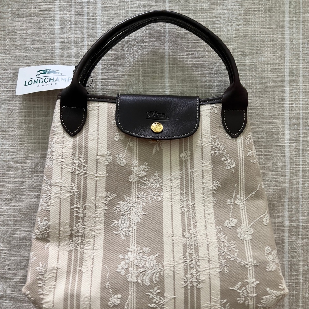 Longchamp Beige and Brown Women's Small tote